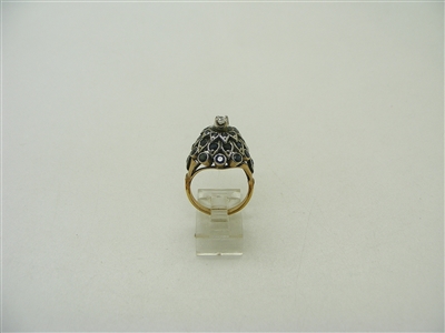Vintage Thailand 1960s Natural Sapphire Diamond Ring