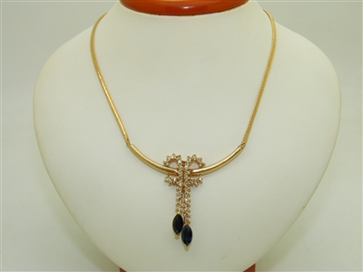 14k Yellow Gold Sapphire & Diamond Necklace