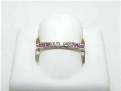 14k White Gold Eternity Ruby & Diamond Band