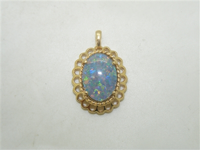 Beautiful 14k Yellow Gold Australian Opal Pendant