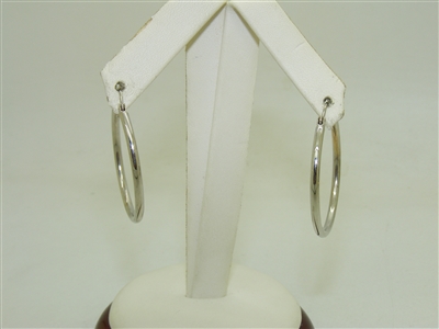 14k White Gold Hoops