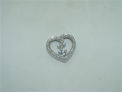 14K White Gold Diamond Heart Pendant