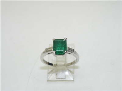 Gorgeous Vintage Emerald Diamond Platinum Engagement Ring