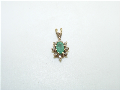 14k Yellow Gold Diamond Emerald Pendant