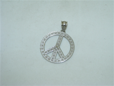 14k White Gold Peace sign Pendant