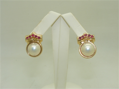 14k Yellow Gold Natural Ruby Earrings