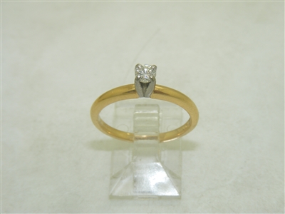Yellow and White Gold Solitary Diamond Ring