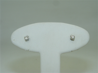 14k White Gold Diamond Push Back Stud