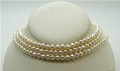 3 Row Freshwater Pearl Necklace with Diamond Locket