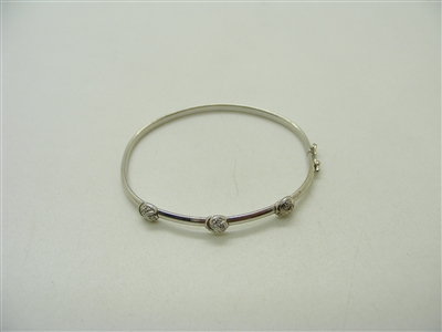 14K White Gold Kids Diamond Bangle Bracelet