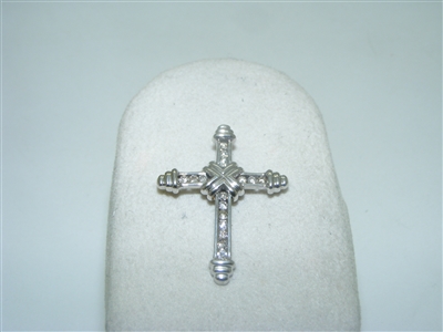 10K White Gold Diamond Cross