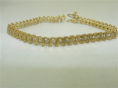 14k Yellow Gold tennis Diamond Bracelet