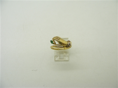18k Yellow Gold "Hand" Marquee Emerald Ring