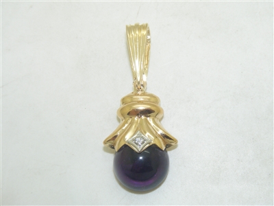 14k Yellow Gold Garnet Cabochon Pendant