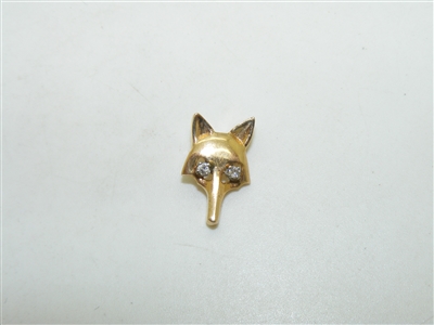 14k Yellow Gold Diamond Fox Head Pendant