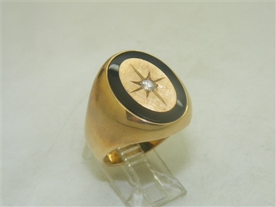 14k Yellow Gold Onyx & Diamond Ring