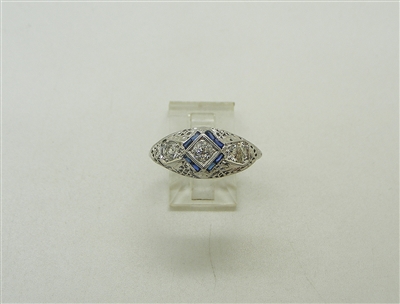Vintage 18k White Gold 1950's Sapphire Ring