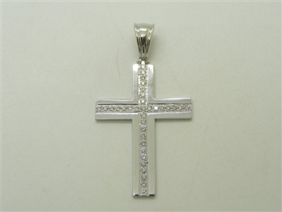 14K White Gold Diamond Cross