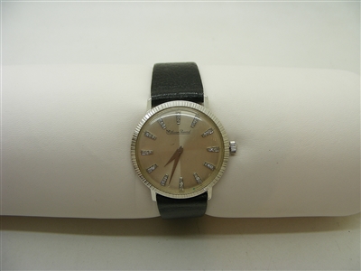 Lucien Piccard 14k White Gold Diamond Dial Watch