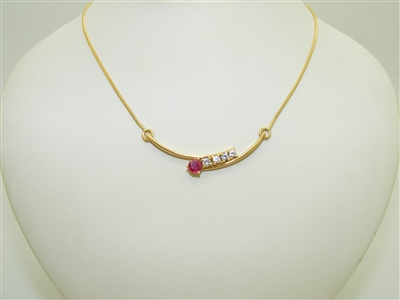 18k Yellow Gold Natural Ruby Necklace