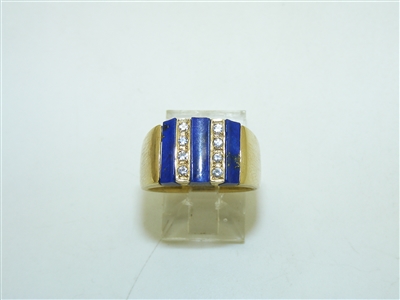 14k Yellow Gold Blue Lapis Diamond Ring