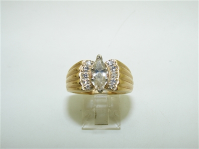 14k Yellow Gold Diamond Marquise Ring