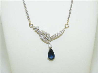 Pear Shape Natural Sapphire Diamond Necklace