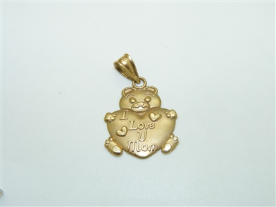 14k Yellow Gold "I love you mom" Pendant