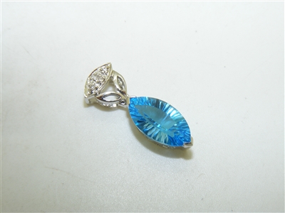 Blue Topaz Marquise Diamond Pendant