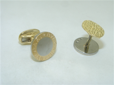 Bvlgari 18k yellow gold and stainless steel cufflinks