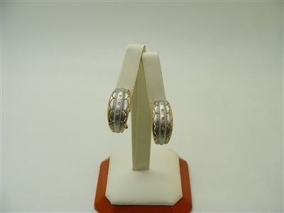 14k Two-Tone Huggie Diamond Earrings