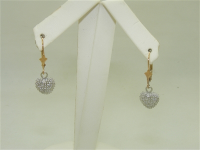 14k Yellow & White Gold Heart Diamond Earrings