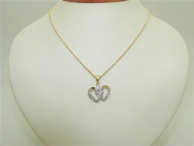 Double Heart Diamond Pendant Necklace