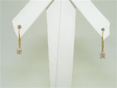 14k Yellow Gold Diamond Leverback Earrings