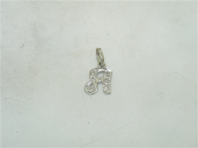 14k White Gold Diamond "A" Initial Pendant
