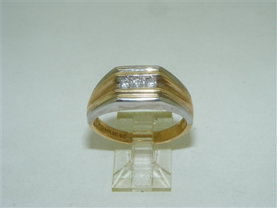 Two tone Diamond mens ring