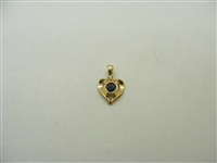 14k Yellow Gold Diamond & Natural Sapphire Heart Pendant