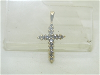 14k Yellow Gold Diamond Cross Pendant