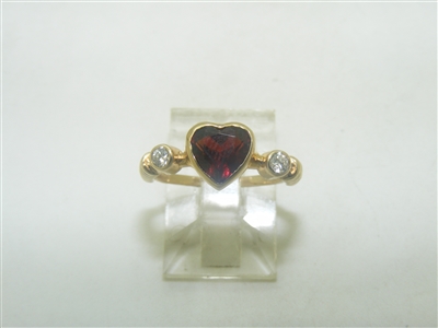 14k Yellow Gold Garnet Diamond ring