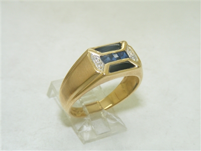 10k Yellow gold Natural Sapphire & Diamond Ring