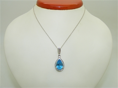 Beautiful White Gold London Blue Pendant With Diamonds