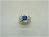 10k White Gold Man Made Blue Sapphire Diamond Ring