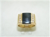 14k Yellow Gold Diamonds & Onyx Ring