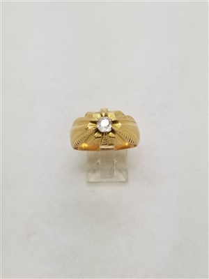 Vintage Diamond 18k Yellow Gold Unisex Ring
