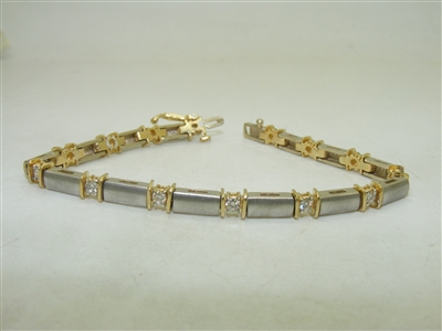 14k Yellow & White Gold Tennis Bracelet