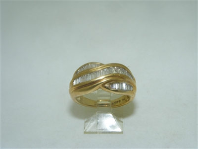 18k Yellow Gold Straight Diamond Baguette Ring