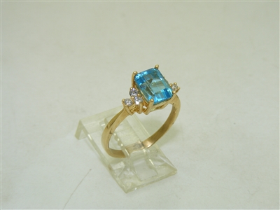 Beautiful Blue Topaz Diamond Ring