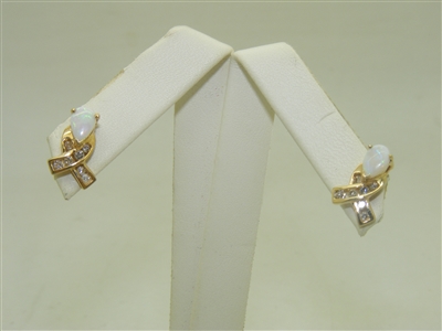 Natural opal Diamond Earring