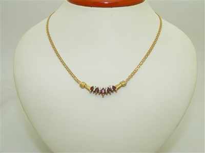 14k yellow Gold Bismarck chain Diamond & Ruby