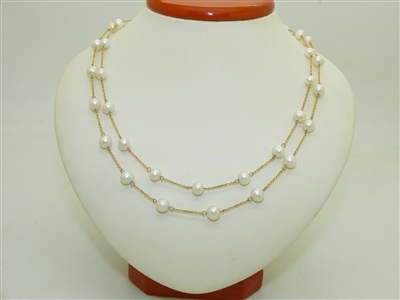 14k Yellow gold Freshwater Natural Pearl Necklace